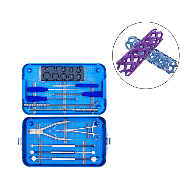 Ensemble d'instruments à cage en maille de titane