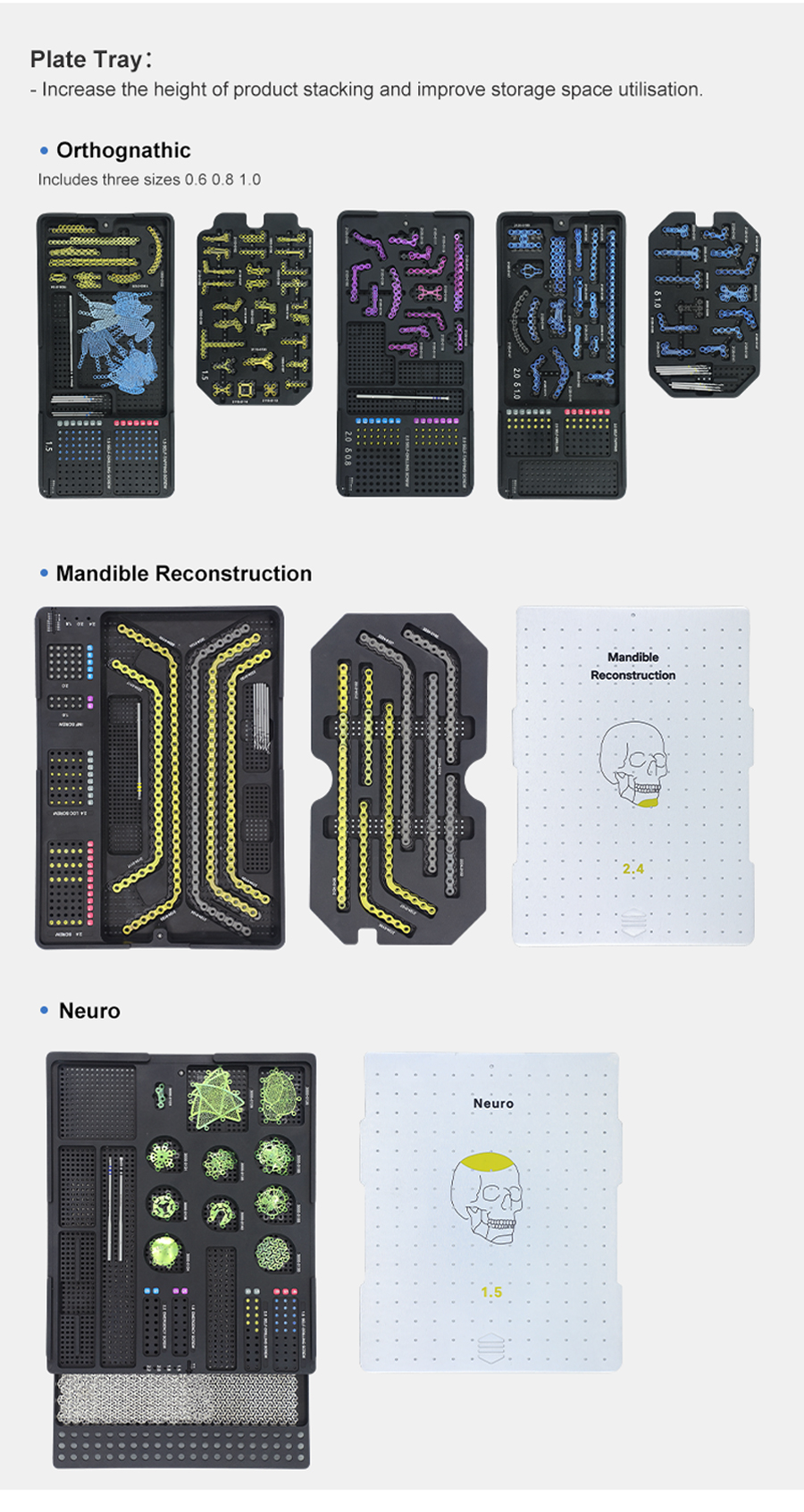 ensemble d'instruments pour plaques maxillo-faciales