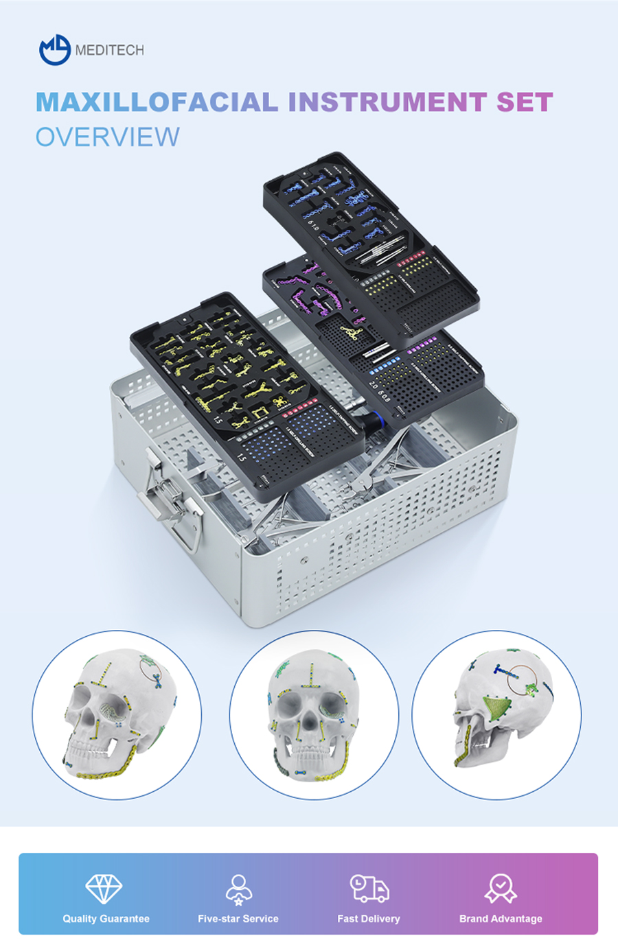 ensemble d'instruments pour plaques maxillo-faciales