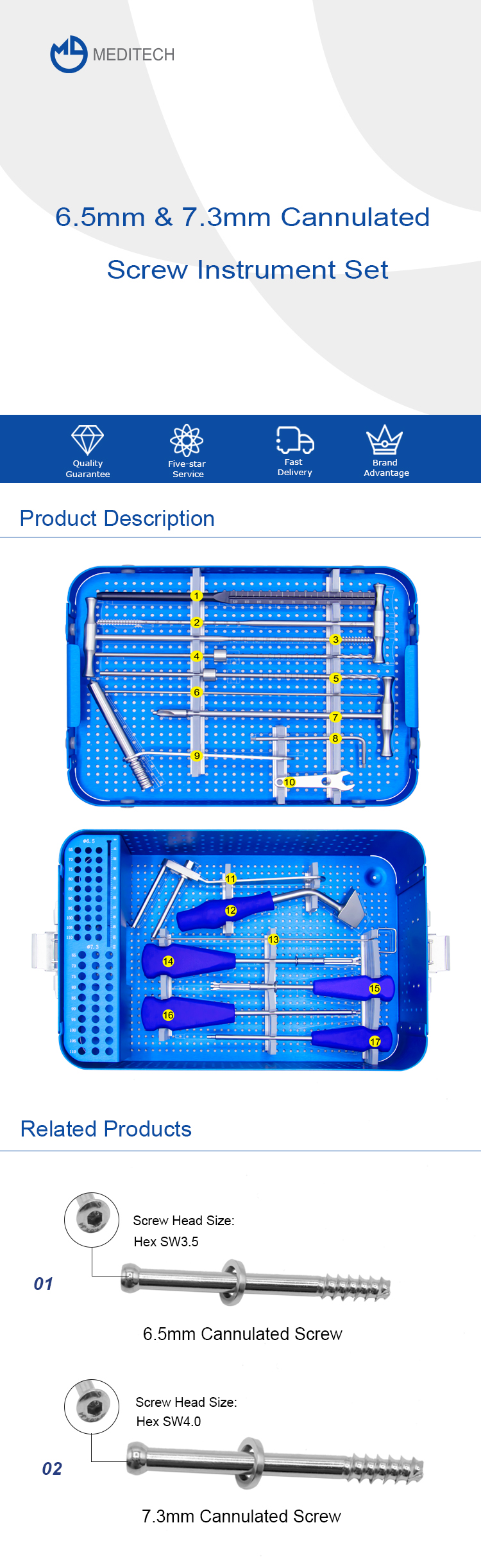 6.5 et 7.3 心钉器械包